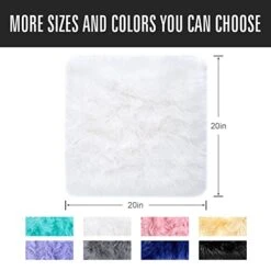 Faux Fur Sheepskin Silky Seat Cushion Home Decor Long Wool Area Rugs Carpet Soft Fluffy Plush Chair Seat Pads Universal Fit For Home Office Restaurant Chair, 1.6ft X 1.6ft, White, 1 Pack -Wilton Shop 412UF4M7ZAL