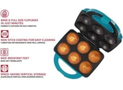 Non-Stick Cupcake Maker, Teal - Makes 6 Cupcakes, Muffins, Cinnamon Buns - Birthdays, Holidays, And More