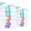 Kitchen Dish Towels Set Of 12-Tea Towels 100% Cotton. Large Dish Cloths 28"x20" Soft And Absorbent. White With Blue, Green And Red Stripes, 4 Of Each. There's No Substitute For Quality -Wilton Shop 412kzdJXoYL
