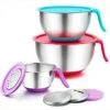 Mixing Bowls, 5/3 / 1.5 Qt, Stainless Steel Salad Bowl Metal Mixing Bowls With Lids & 3 Graters, Long Handle & Pour Spout, Healthy & Heavy Duty, Dishwasher Safe -Wilton Shop 412waOKfk6L