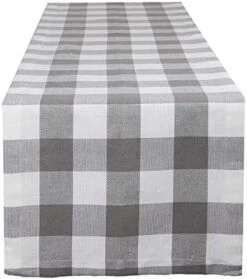 Buffalo Check Collection, Classic Farmhouse Table Runner, 14x72, Black & White -Wilton Shop 413 ojRJL. AC