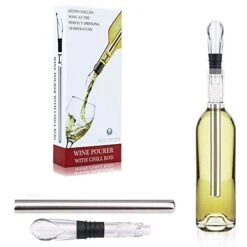 Wine Chiller, PTTECH 3 In 1 Stainless Steel Wine Bottle Cooler Stick Chiller With Aerator And Pourer For Merlot Beer Whiskey Cocktails Grape/Wine Accessory -Wilton Shop 4136BCkkK2L