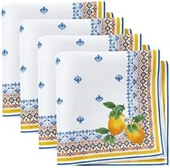 Capri Lemon Double-Bordered Mediterranean Cloth Napkins, 17 Inches By 17 Inches, Set Of 4 23 Capri Lemon Double-Bordered Mediterranean Cloth Napkins, 17 Inches By 17 Inches, Set Of 4 -Wilton Shop 413AVVKDTCL. AC
