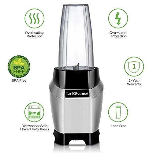 Personal Blender Making Shakes And Smoothies 1000 Watt With 24 Oz BPA-free Portable Travel Bottle - Dishwasher Safe (Silver) 6 Personal Blender Making Shakes And Smoothies 1000 Watt With 24 Oz BPA-free Portable Travel Bottle - Dishwasher Safe (Silver) - Image 4