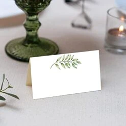 50 Pack Place Cards, Wedding Name Place Cards, Greenery Table Place Cards For Wedding Or Party, Seating Place Cards For Tables, 2 X 3.5 Inches -Wilton Shop 413H0HPXVLL