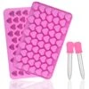 2 Pack Silicone Mini Heart Molds With 2 Droppers Ice Cube Heart Molds Gummy Heart Molds Mini Heart Shape Mold For Baking Silicone Molds For Candy Chocolate Soap Jelly Cake Heart Ice Tray (Pink) -Wilton Shop 413Ld8m6Z7L