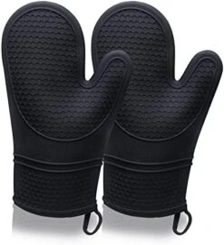 , Oven Mitts 13" Extra Long, Silicone + Cotton Lining + Cotton, Easy Clean, 500F° Heat Resistant Silicone Oven Mitt -Wilton Shop 413Mhl0CvfL. AC