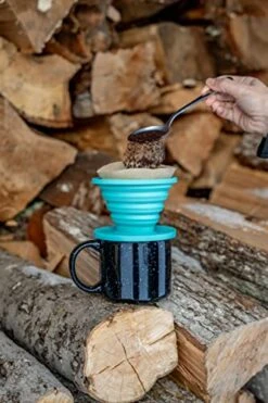 100% Silicone Collapsible Pour Over Coffee Maker Great For Travel, Backpacking, Camping, Vanlife (Teal) -Wilton Shop 413OyKxc59L