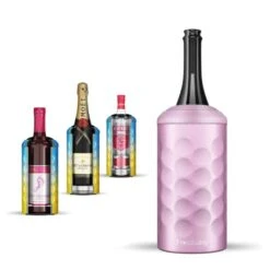 Universal Wine Buddy (Pastel Pink) - Vacuum Insulated Wine Bottle Cooler & Holder - Double Walled Stainless Steel Wine Chiller - Enjoy Cold Wine Glasses Without A Champagne Bucket