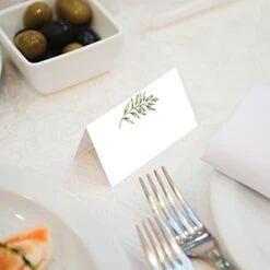 50 Pack Place Cards, Wedding Name Place Cards, Greenery Table Place Cards For Wedding Or Party, Seating Place Cards For Tables, 2 X 3.5 Inches -Wilton Shop 413WEjpi76L