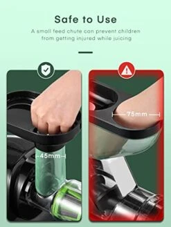 Juicer Machines, HOUSNAT Professional Celery Slow Masticating Juicer Extractor Easy To Clean, Cold Press Juicer With Quiet Motor And Reverse Function For Fruit & Vegetable, Brushes & Recipes Included, Black -Wilton Shop 413ZDFjWrHL