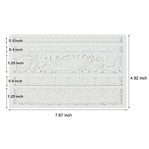 DIY Baroque Scroll Relief Cake Border Silicone Mold/Vintage Curlicues Fondant Molds Flower Frame Edible Lace Mould Mat For Birthday Candy Chocolate Sugarcraft Gum Paste Decorating Tool 6 DIY Baroque Scroll Relief Cake Border Silicone Mold/Vintage Curlicues Fondant Molds Flower Frame Edible Lace Mould Mat For Birthday Candy Chocolate Sugarcraft Gum Paste Decorating Tool - Image 4