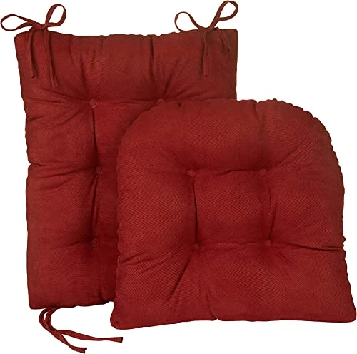 Omega Non-Slip Rocking Chair Cushion Set With Thick Padding And Tufted Design, Includes Seat Pad & Back Pillow With Ties For Living Room Rocker, 17x17 Inches, 2 Piece Set, Red 6 Omega Non-Slip Rocking Chair Cushion Set With Thick Padding And Tufted Design, Includes Seat Pad & Back Pillow With Ties For Living Room Rocker, 17x17 Inches, 2 Piece Set, Red - Image 4