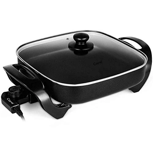 Aynel 12 X 12 Inch Nonstick Ceramic Electric Skillet With Glass Lid, Aluminum Body, 1400-Watts, Adjustable Temperature Controller Goes Up To 460 Degrees For Fry, Bake, Steam Or Simmer, Easy To Clean 3 Aynel 12 X 12 Inch Nonstick Ceramic Electric Skillet With Glass Lid, Aluminum Body, 1400-Watts, Adjustable Temperature Controller Goes Up To 460 Degrees For Fry, Bake, Steam Or Simmer, Easy To Clean