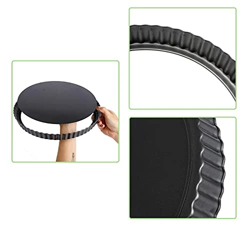 Non-Stick Tart Pan 11 Inch Removable Bottom, Large Fluted Tart Pans For Baking, Quiche Pan Removable Bottom, Pie Pans For Baking,Flan Pans For Baking 5 Non-Stick Tart Pan 11 Inch Removable Bottom, Large Fluted Tart Pans For Baking, Quiche Pan Removable Bottom, Pie Pans For Baking,Flan Pans For Baking - Image 3