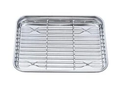 Toaster Oven Pan Tray With Cooling Rack, Stainless Steel Toaster Ovenware Broiler Pan, Compact 8''x10''x1'', Healthy & Non Toxic, Rust Free & Easy Clean - Dishwasher Safe