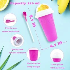 Lushy Maker Cup, Slushie Cup Maker Squeeze, TIK TOK Magic Quick Frozen Smoothies Cup, Insta Slushy Maker Cup With Lids And Straws For Kids & Adults -Wilton Shop 4147n6TFg3L