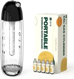Sparkling Water Maker -Portable Soda Maker Machine For Home, 450ml Compact Size With 20 Mini Cylinders Included, Seltzer Water Maker No Electricity, Double Layer PET Bottle, BPA Free, Double Pressure Relief Valves, Silver -Wilton Shop 414EYcwiWsL. AC