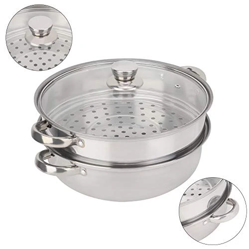 2-Layer Steamer Pot, Steaming Compartment Food Grade Stainless Steel Material Pot Cooker Stainless Steel Cookware For Kitchen 6 2-Layer Steamer Pot, Steaming Compartment Food Grade Stainless Steel Material Pot Cooker Stainless Steel Cookware For Kitchen - Image 4