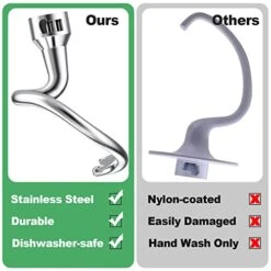 Spiral Dough Hook Replacement For Kitchenaid 4.5/5 Qt. Tilt-Head Stand Mixers, 18/8 Stainless Steel K45DH Dough Hook For Kitchen Aid Mixers Accessories, K45 K45SS KSM75 KSM90 KSM95 KSM100 KSM110 11 Spiral Dough Hook Replacement For Kitchenaid 4.5/5 Qt. Tilt-Head Stand Mixers, 18/8 Stainless Steel K45DH Dough Hook For Kitchen Aid Mixers Accessories, K45 K45SS KSM75 KSM90 KSM95 KSM100 KSM110 -Wilton Shop 414URiYviAL