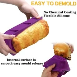 Loaf Pans For Baking Bread 8.5 X 4.5 Value 3 Pack Toast Oven Mold Silicone Food Grade Reusable Bakeware Pan Dishwasher For Kitchen Homemade Breads Cakes Meatloaf (Red+Blue+Purple-3 Pack) 16 Loaf Pans For Baking Bread 8.5 X 4.5 Value 3 Pack Toast Oven Mold Silicone Food Grade Reusable Bakeware Pan Dishwasher For Kitchen Homemade Breads Cakes Meatloaf (Red+Blue+Purple-3 Pack) -Wilton Shop 414dbEPNKCL