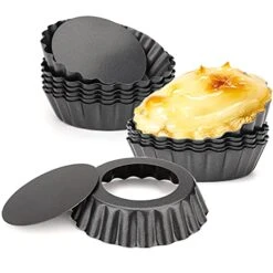 12 Pcs Egg Tart Molds, 3" Mini Tart Pans Removable Bottom, Cupcake Cake Muffin Mold Tin Pan Baking Tool, Reusable Quiche Bakeware Carbon Steel For Pies, Quiche, Cheese Cakes, Desserts