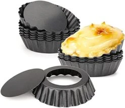 12 Pcs Egg Tart Molds, 3" Mini Tart Pans Removable Bottom, Cupcake Cake Muffin Mold Tin Pan Baking Tool, Reusable Quiche Bakeware Carbon Steel For Pies, Quiche, Cheese Cakes, Desserts -Wilton Shop 414j2xiTwfS. AC