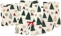 Winter Bear Christmas Kitchen Towel And Pot Holder Set: Traditional Red Black Check With Beary Christmas Patch -Wilton Shop 414jWiiZImL. AC