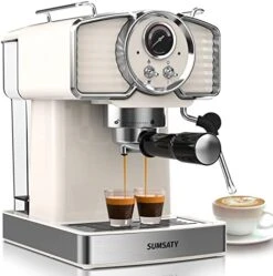 Espresso Coffee Machine 20 Bar, Retro Espresso Maker With Milk Frother Steamer Wand For Cappuccino, Latte, Macchiato, 1.8L Removable Water Tank, ETL Listed, Coffee Spoon, Vintage White -Wilton Shop 414oqhE8FLL. AC