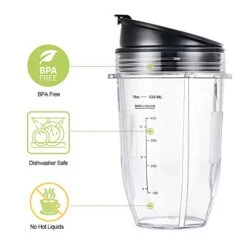 Blender Replacement Cups For Ninja Blender, 18OZ Cup With 2 Sip Seal Lids & 2 Rubber Gaskets, Compatible With Nutri Ninja Auto IQ Series Blenders 900w/1000w (2 Pack) -Wilton Shop 414rMOoWoXL