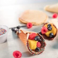 Mini Waffle Ice Cream Cone Maker - Bake 4 Homemade Mini Cones At Once, Includes Shaper Roller - Make Fun Bite Sized Entertaining Desserts For Summer Parties, Special Occasions And Gift Giving Treats -Wilton Shop 414vbbTjh1L