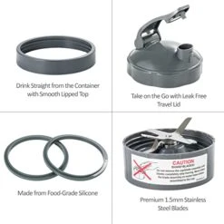 2 Blender Cups 32oz & Blade Replacement Set For NutriBullet 600w & 900w Blenders (plus 1 Flip-Top To-Go Lid / 1 Lid Ring/Extractor Blade / 2 Rubber Gaskets) -Wilton Shop 414y0Tw6yoL