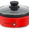 L-6101 Personal Stir Fry Griddle Pan, Rapid Heat Up, 650 Watts Non-stick Electric Skillet With Tempered Glass Lid, Red -Wilton Shop 4153KHYqSML