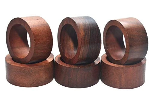 Handmade Wood Napkin Ring Set With 6 Napkin Rings - Artisan Crafted In India 4 Handmade Wood Napkin Ring Set With 6 Napkin Rings - Artisan Crafted In India - Image 2