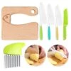6 Pieces Kids Knife Set Include Wooden Toddler Knive Kids Safe Knifes For Real Cooking Kids Knifes Plastic Serrated Edges Children Knife Potato Slicers Cooking Knives For Kitchen