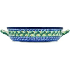 Medium Round Baker With Handles Made By Ceramika Artystyczna (Cozy Bullfinch Theme) Signature UNIKAT + Certificate Of Authenticity -Wilton Shop 415QAvY50UL