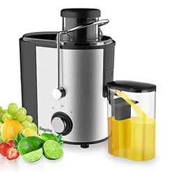 Juicer, Bagotte Centrifugal Juicer, 65mm Wide Feed Chute Juicer Machines For Whole Fruit And Vegetable, High Juice Yield Dual-Speed Juice Extractor With 304 Stainless Steel, BPA-Free, Easy To Clean