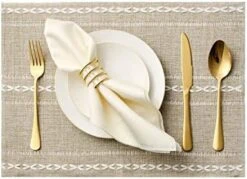 Placemats Set Of 6 Dining Table Kitchen Indoor And Outdoor Place Mats Washable Pure Color Braided, 13x18 Inch,Khaki -Wilton Shop 415bZcBLpuL. AC