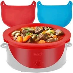 2 Pack Silicone Slow Cooker Liners Fits For 7-8 QT Crockpot, Reusable Silicone Slow Cooker Liners, Safe Silicone Crockpot Liners (Blue 1pc + Red 1pc) -Wilton Shop 415iGPEfJeL. AC