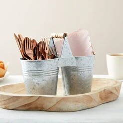 Small Metal Double Galvanized Bucket With Wooden Handle, Metal Double Pail For Wedding, Birthday, Office, Bathroom, Kitchen, And Farmhouse Home Decor (10 X 5 X 7.5 Inches) 9 Small Metal Double Galvanized Bucket With Wooden Handle, Metal Double Pail For Wedding, Birthday, Office, Bathroom, Kitchen, And Farmhouse Home Decor (10 X 5 X 7.5 Inches) -Wilton Shop 415zmAMx9ML