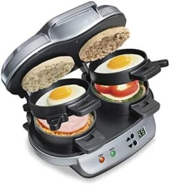 Hamilton Beach Dual Breakfast Sandwich Maker With Timer, Silver (25490A) -Wilton Shop 4163N3C2W4L. AC