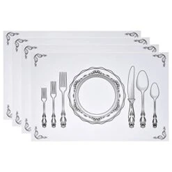 50 Disposable Place Setting Paper Place Mats 11”x 17” Rectangle Vintage Country Farmhouse Cutlery Plate Settings Table Mat Chargers For Kids Dinner Kitchen Restaurant Party Decorations