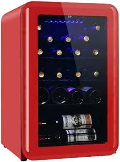 Wine Cabinet Champagne Cooler Freestanding Wine Cellar Digital Temperature Control UV Resistant Finish Max Load 24 Standard Bottles,Red -Wilton Shop 416CtqGzunL. AC