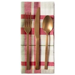 Orchard Plaid Collection Linen Tabletop Essentials, Napkin Set, 20x20, Taupe/Red, 6 Piece -Wilton Shop 416IFVW8MSL