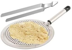 Ss Steel Roasting Net Double Sided With Tong Set Of 2,Cooking Rack For Papad And Khakras,For Baking Rotis And Parathas-Silver