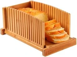 Premium Bamboo Bread Slicer For Homemade Bread, Crumb Catcher, Foldable And Compact Loaf Cutter 3 Size Slicing Guide -Wilton Shop 416VEQ4hmL. AC