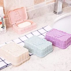 Soap Holder， Travel Portable Storage Box With Lid Soap Box Sealed Waterproof Soap Rack Face Wash Soap Box Three-Dimensional Carved Soap Dish (Color : Purple) -Wilton Shop 416WnbJqsjL 1