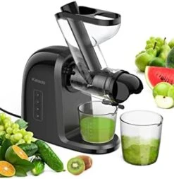 Slow Juicer Machines Vegetable And Fruit, 3”Extra Large Chute With Quiet Motor & Reverse Function, Cold Press Juicer 200W Power, BPA-Free & 2 Heat-Resistant Glasses In Jet Black -Wilton Shop 416bJD5EGKL. AC