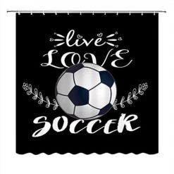 Soccer Design Shower Curtain Cartoon Soccer Bathroom Curtains I Love A Soccer Bath Curtain Boy Sports Curtain W 60" L 72" For Kids Boys Girls Teens