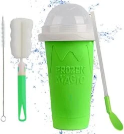 Slushy Cup Slushie Maker Ice Cup Silica Cup Pinch Cup Summer Cooler Smoothies Cup Double Layer Squeeze Cup Slush Maker Cup Home DIY Smoothie Cup For Children And Adult (Green) 16 Slushy Cup Slushie Maker Ice Cup Silica Cup Pinch Cup Summer Cooler Smoothies Cup Double Layer Squeeze Cup Slush Maker Cup Home DIY Smoothie Cup For Children And Adult (Green) -Wilton Shop 416jL2SSHqL. AC